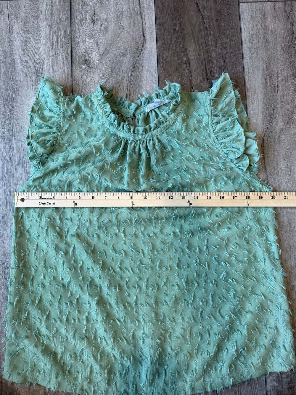 Thml Mint Green Textured Ruffle Flutter Sleeve Top M - Picture 5 of 7
